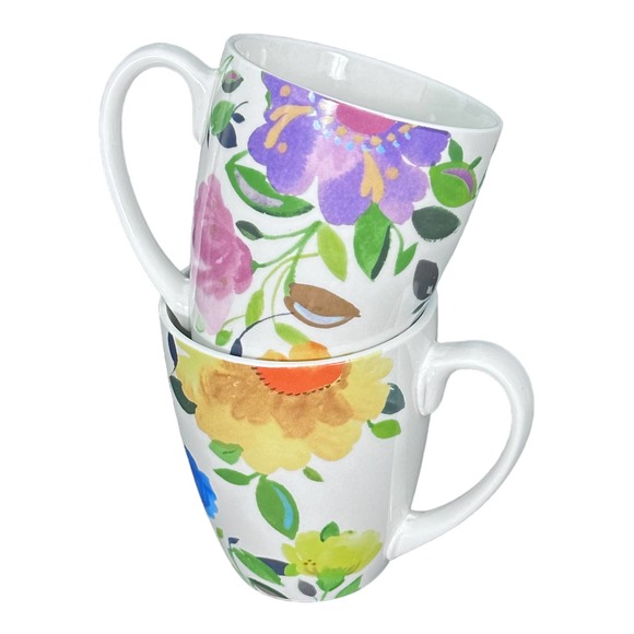 Mikasa Provence Garde Coffee Mugs Floral Tea Cups by Kim Parker - Picture 1 of 11